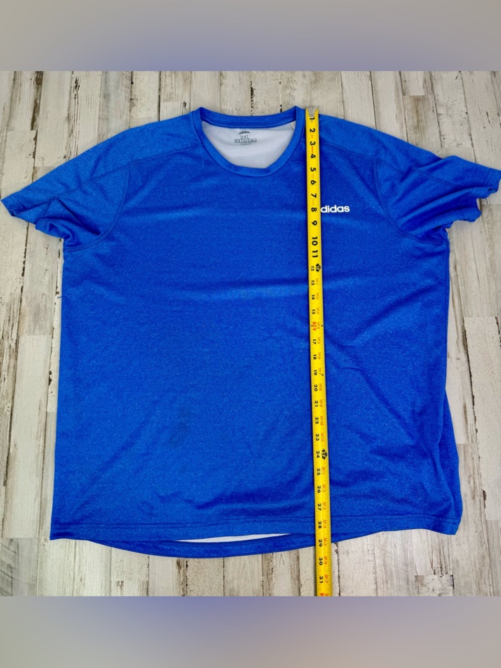 Adidas Tee Men's 2XL Blue Polyester Short Sleeve T-Shirt - Picture 7 of 10